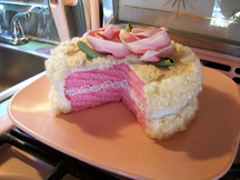Hand knitted cake