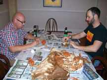 Cooked crab back at the M/T Casa