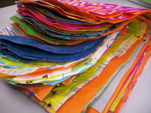 a stack of unfinished fabric sandwich bags