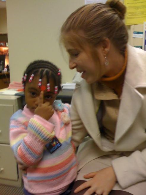 Tess with one of her students in New York City.